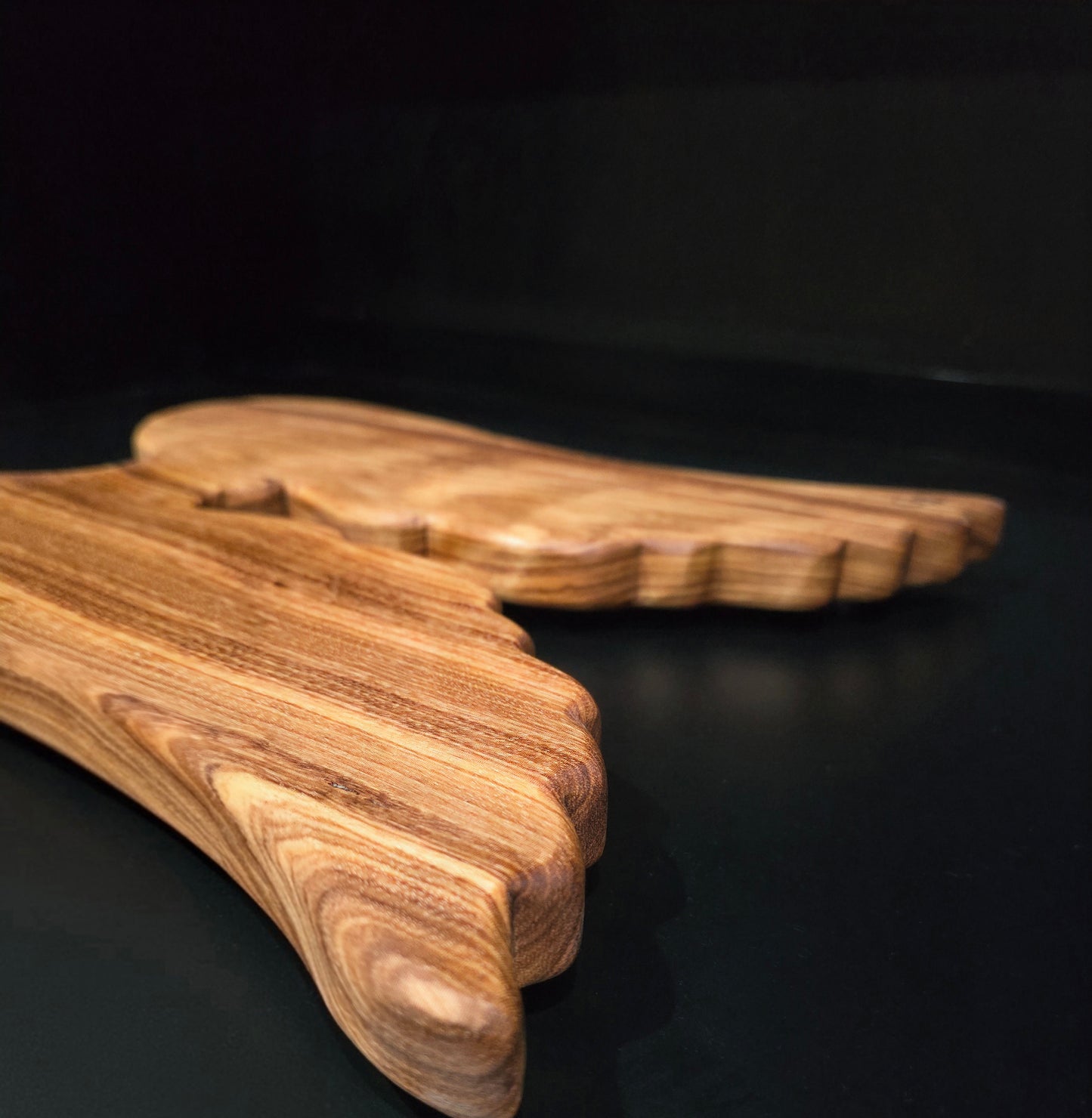 Angel Wing Beli Wood Charcuterie Board 15x12 | Unique Shaped Wooden Cheese Board, Exotic Wood Appetizer Platter with Non-Slip Rubber Feet