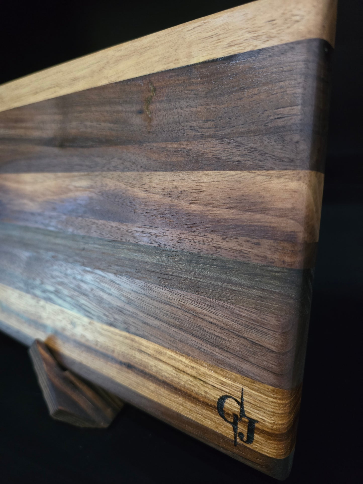 Multi-Hardwood Striped Bar Board 11x6.5 | Small Walnut & Bali Serving Platter, Lightweight Wood Charcuterie Paddle, Handcrafted Kitchen Gift
