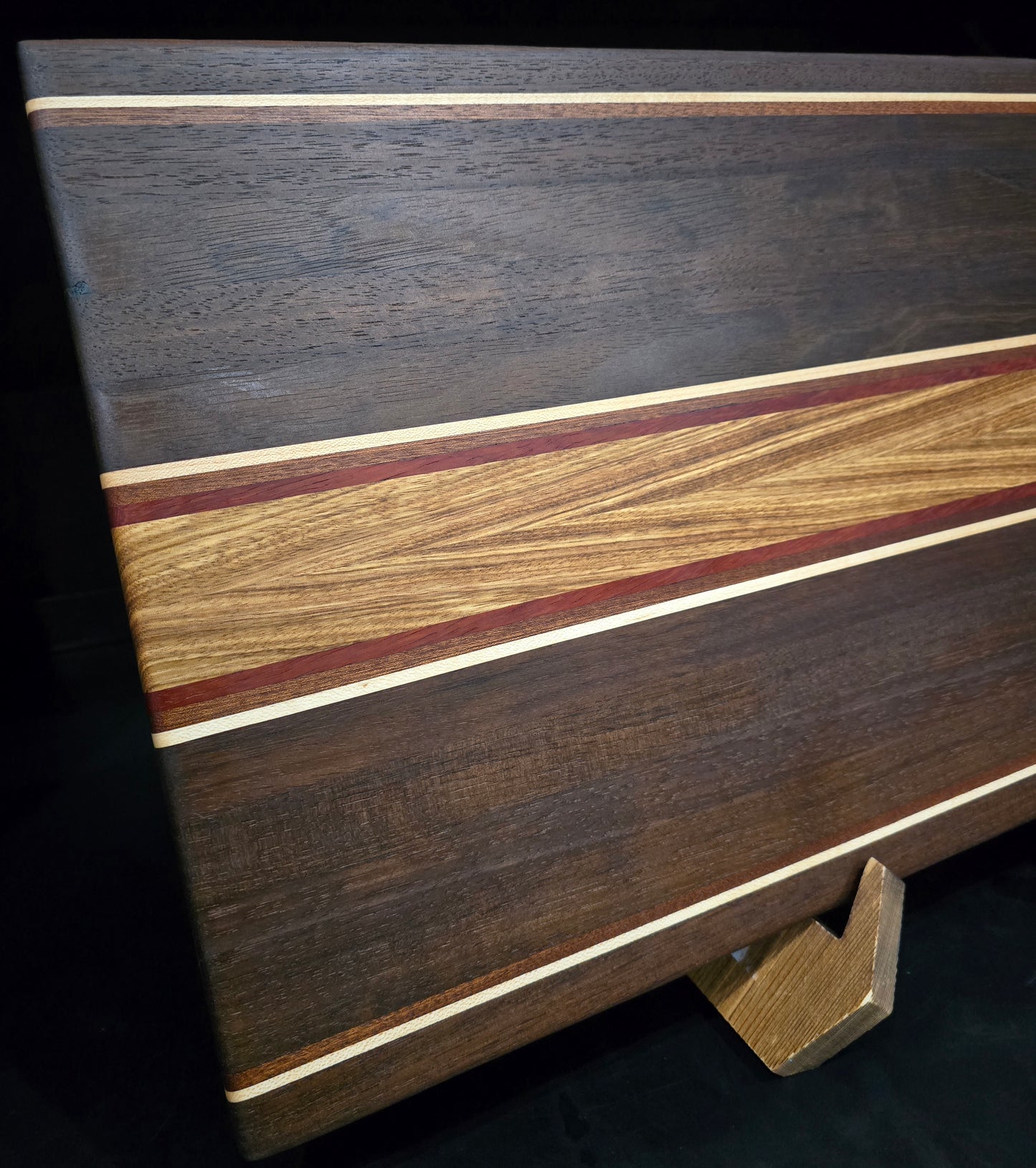 Peruvian Walnut with Maple, Bali, Padauk, and Sapele Stripes