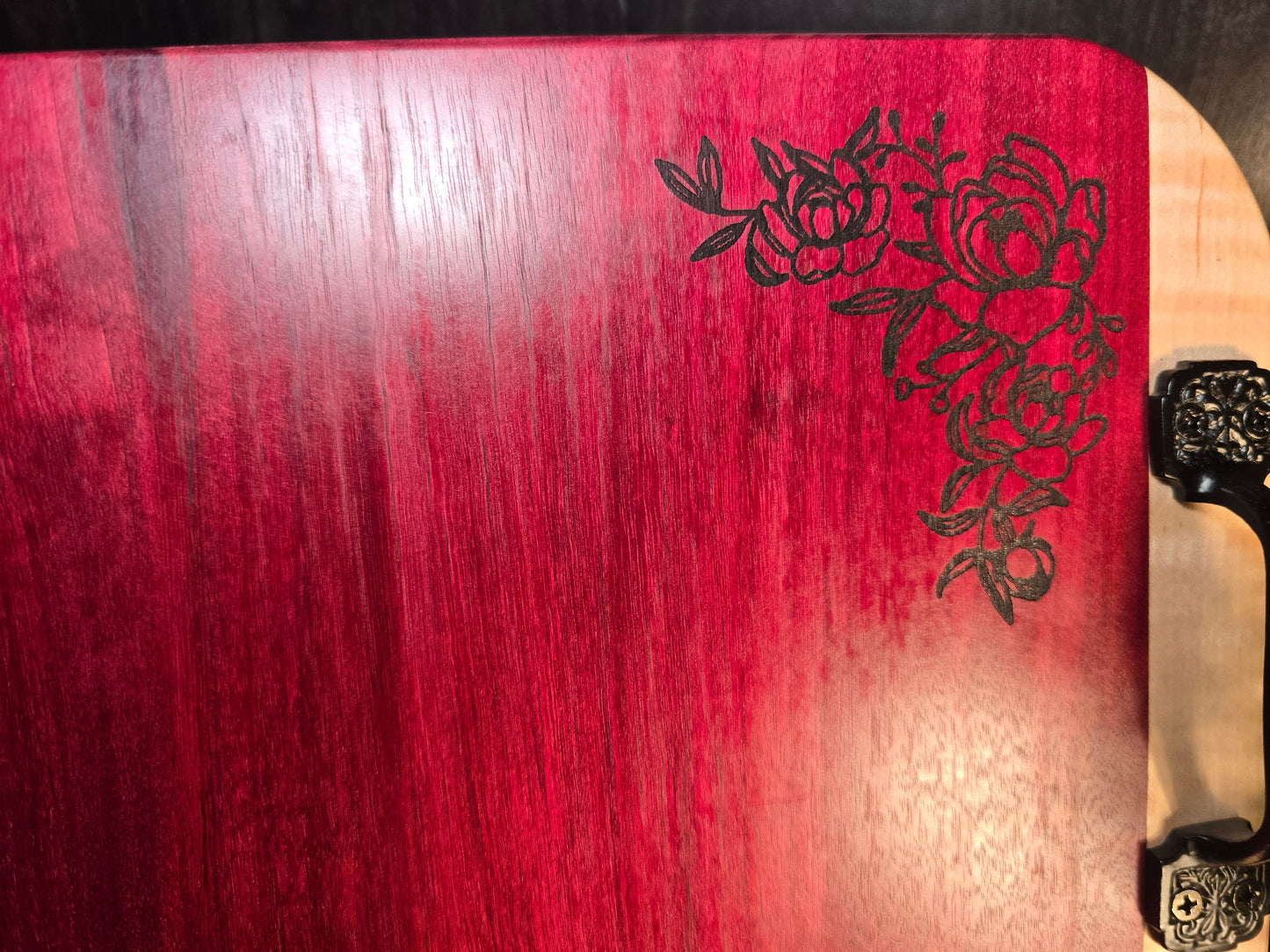 Purpleheart and Maple Cheese Board with handles