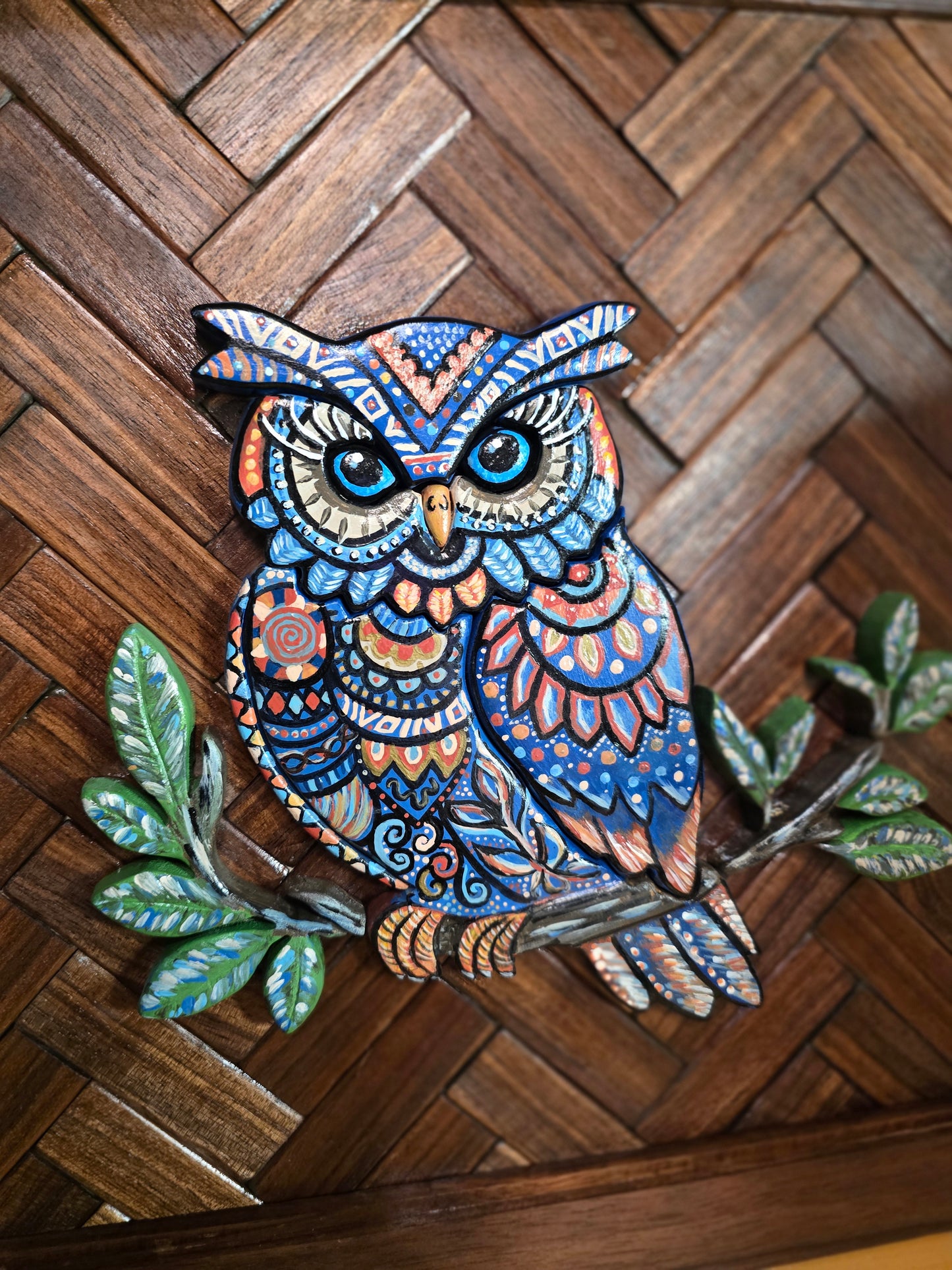 Handpainted Owl Wooden Wall Art