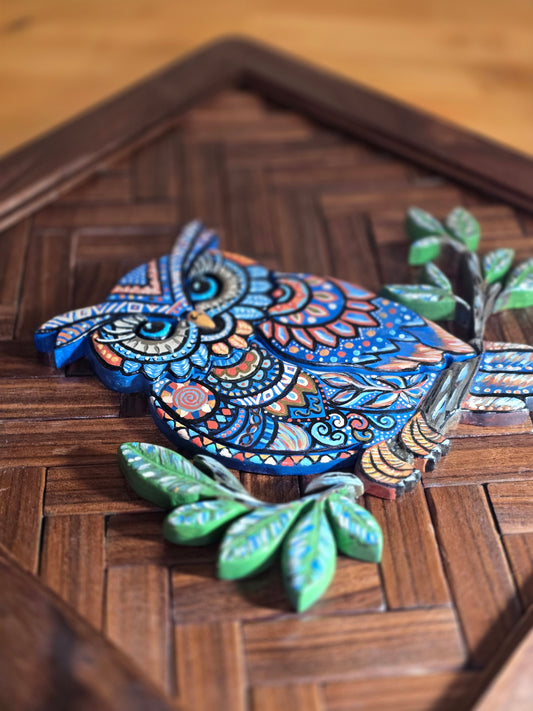 Handpainted Owl Wooden Wall Art