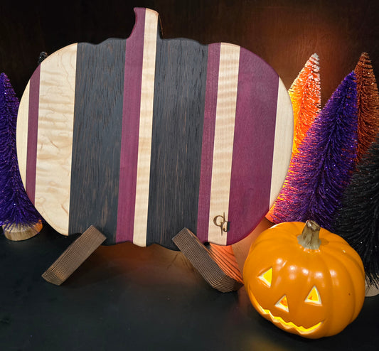 Purpleheart, Wenge, and Curly Maple Pumpkin-shaped Cheese Board