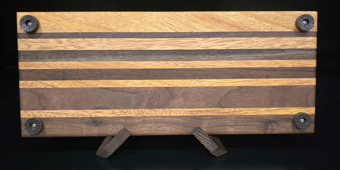 Walnut and Brazilian Oak Cutting Board 8x12 | Small Wooden Chopping Block, Premium Striped Cheese Board, Handcrafted Two-Tone Charcuterie Block (1" Thick)