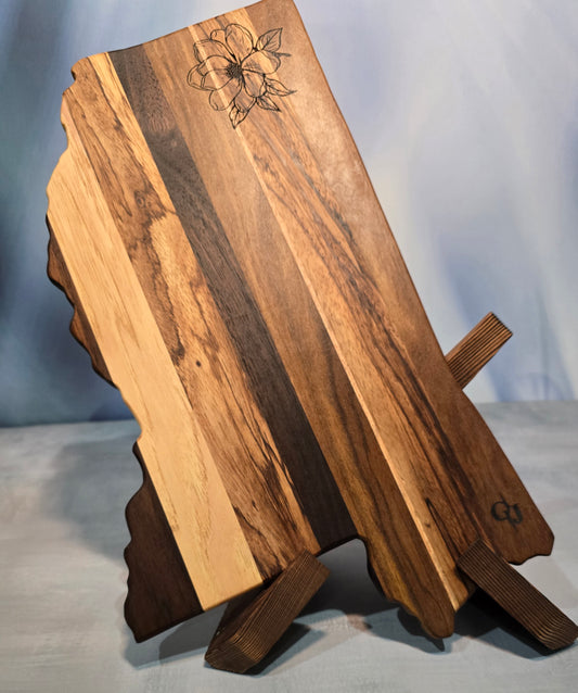 Mississippi Shaped Multi-Hardwood Cheese Board