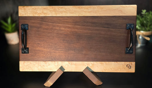 Nogal and Birdseye Maple Cheese board with handles