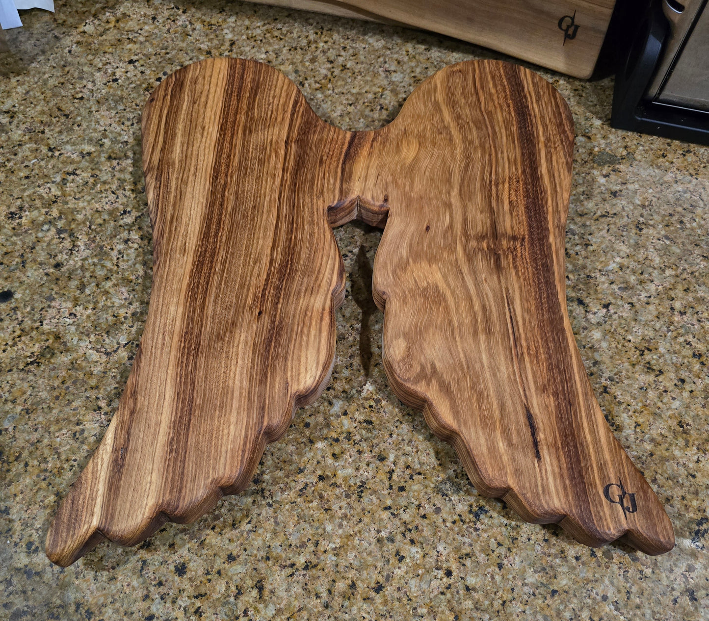 Angel Wing Beli Wood Charcuterie Board 15x12 | Unique Shaped Wooden Cheese Board, Exotic Wood Appetizer Platter with Non-Slip Rubber Feet