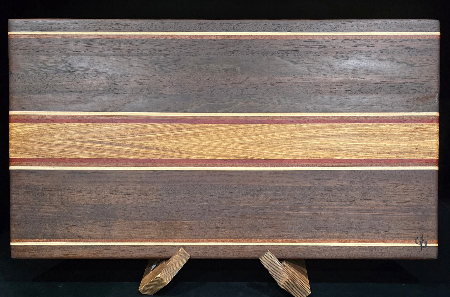 Peruvian Walnut with Maple, Bali, Padauk, and Sapele Stripes