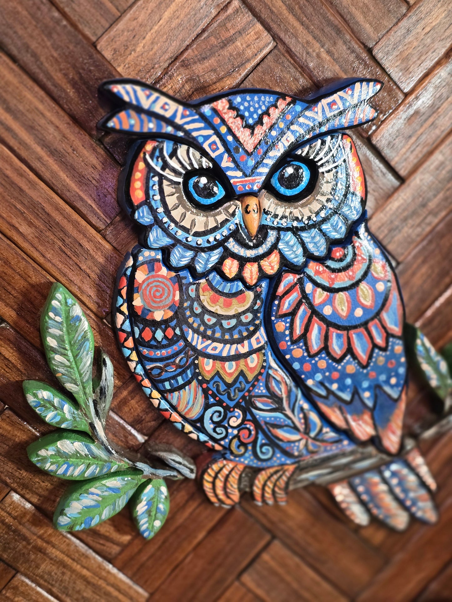 Handpainted Owl Wooden Wall Art
