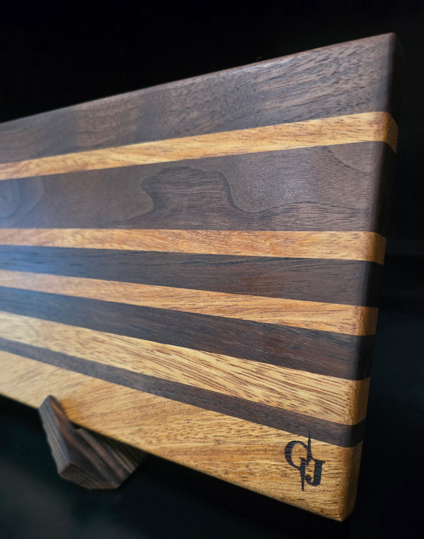 Walnut and Brazilian Oak Cutting Board 8x12 | Small Wooden Chopping Block, Premium Striped Cheese Board, Handcrafted Two-Tone Charcuterie Block (1" Thick)