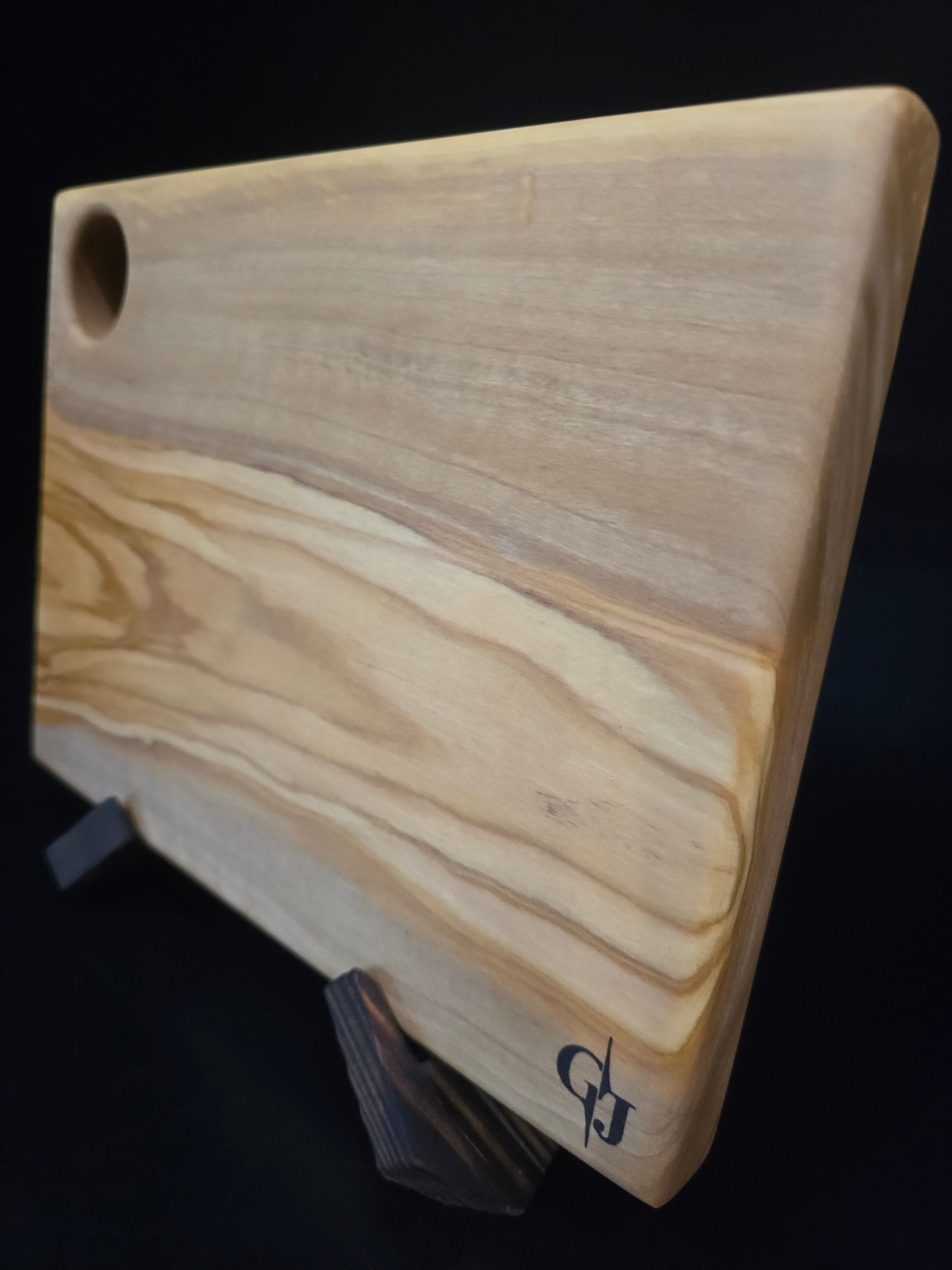 Olive Wood Cheese Board 5x8 with Handle Hole | Small Exotic Wooden Charcuterie Board, Thick Mini Bar Board, Handcrafted Luxury Holiday Housewarming Gift