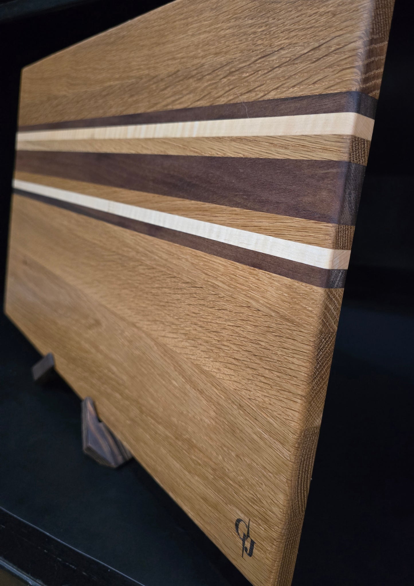White Oak Hardwood with Walnut and Maple Cutting Board