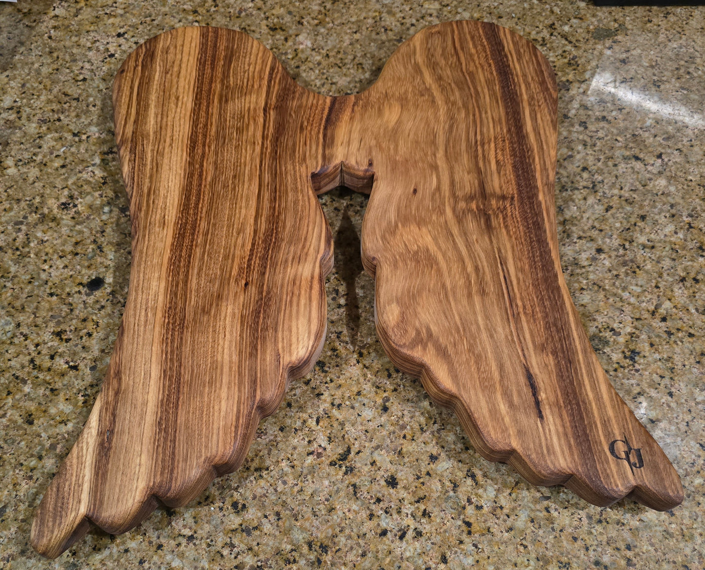 Angel Wing Beli Wood Charcuterie Board 15x12 | Unique Shaped Wooden Cheese Board, Exotic Wood Appetizer Platter with Non-Slip Rubber Feet