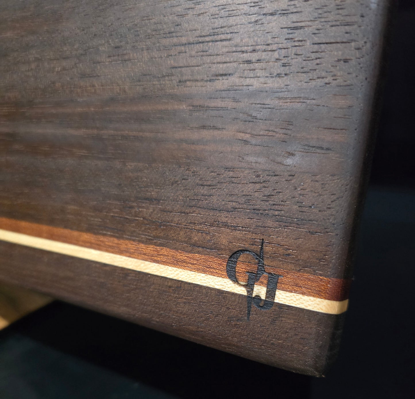 Peruvian Walnut with Maple, Bali, Padauk, and Sapele Stripes