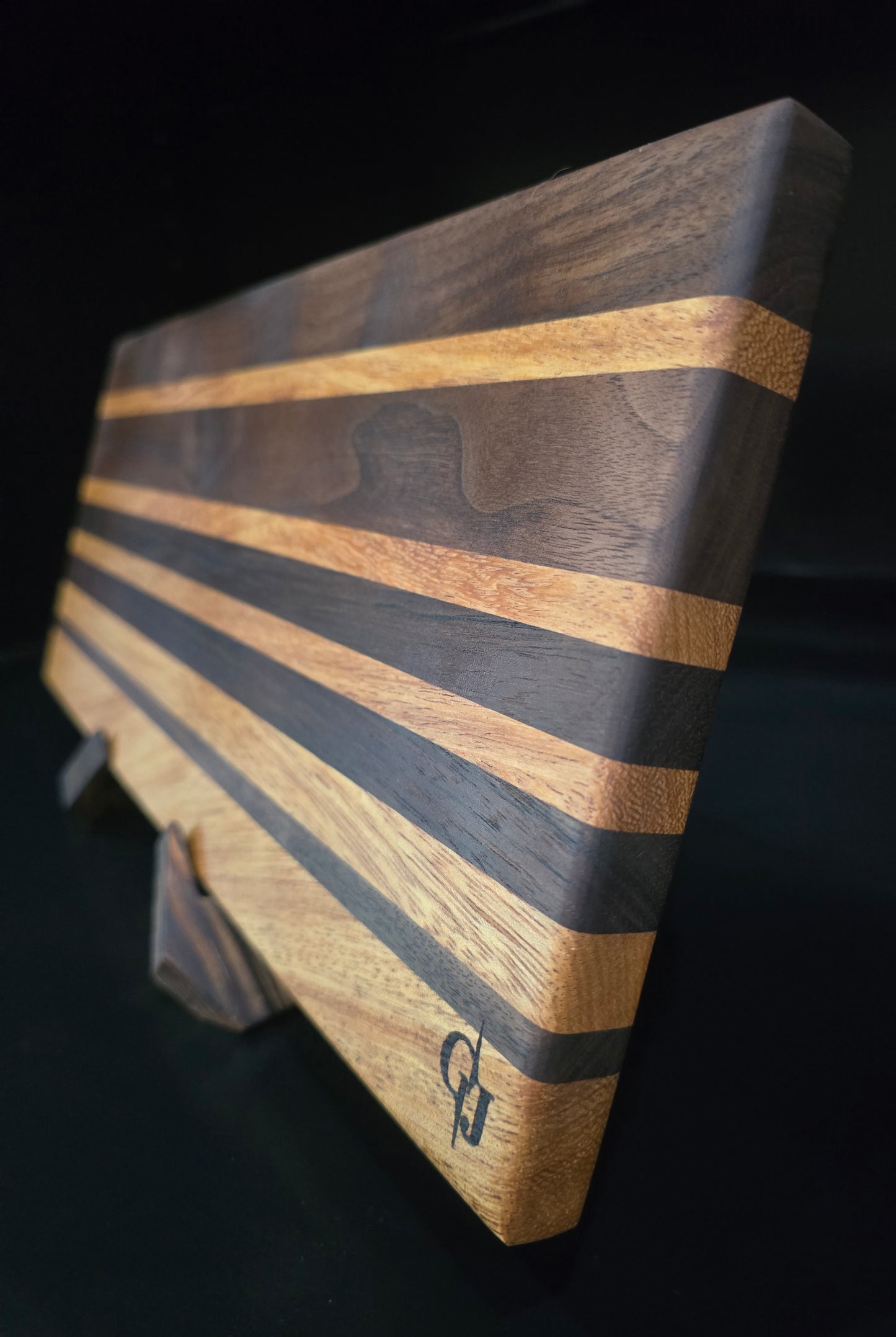 Walnut and Brazilian Oak Cutting Board 8x12 | Small Wooden Chopping Block, Premium Striped Cheese Board, Handcrafted Two-Tone Charcuterie Block (1" Thick)